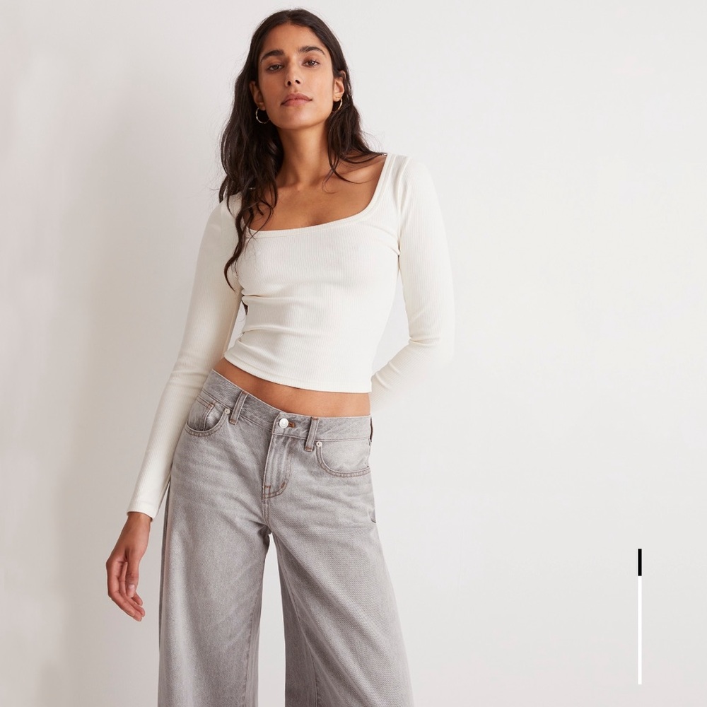 Madewell Square-Neck Long-Sleeve Crop Tee